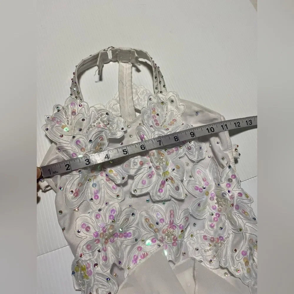 Glamour competition solo dance costume white lyrical contemporary LC-large child
